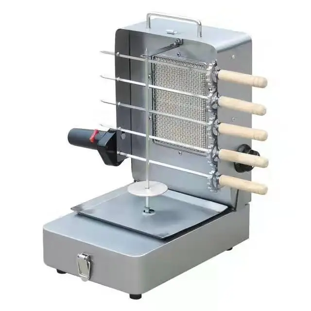 
Stainless Steel For Fast Food Service Equipment Foldable Mini Single Burner Gas Shawarma Machine With Skewers For Sale 