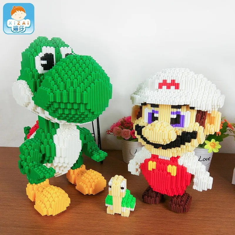 Cartoon Assembly Connection Building Toys Super Mari Luigi Anime Collection Yoshi Juguete Kids Toy New Year Gift Kids Present