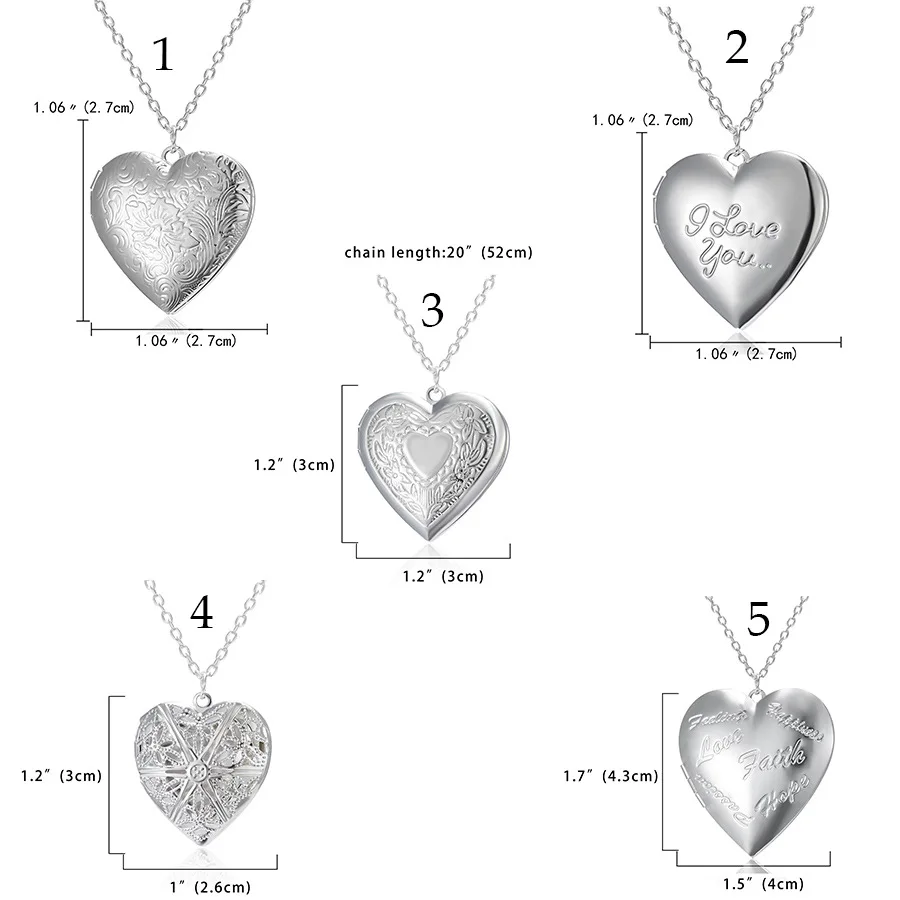 Creative Design Heart Locket Pendant Necklace Photo Frame Heart Pendant Necklace for Couples