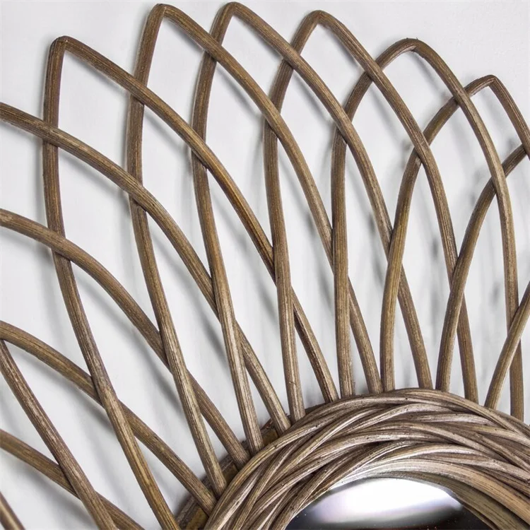YRMT New Dresser Wicker Round Rattan Mirror Home Decor Art Wall Hanging Wicker Mirror