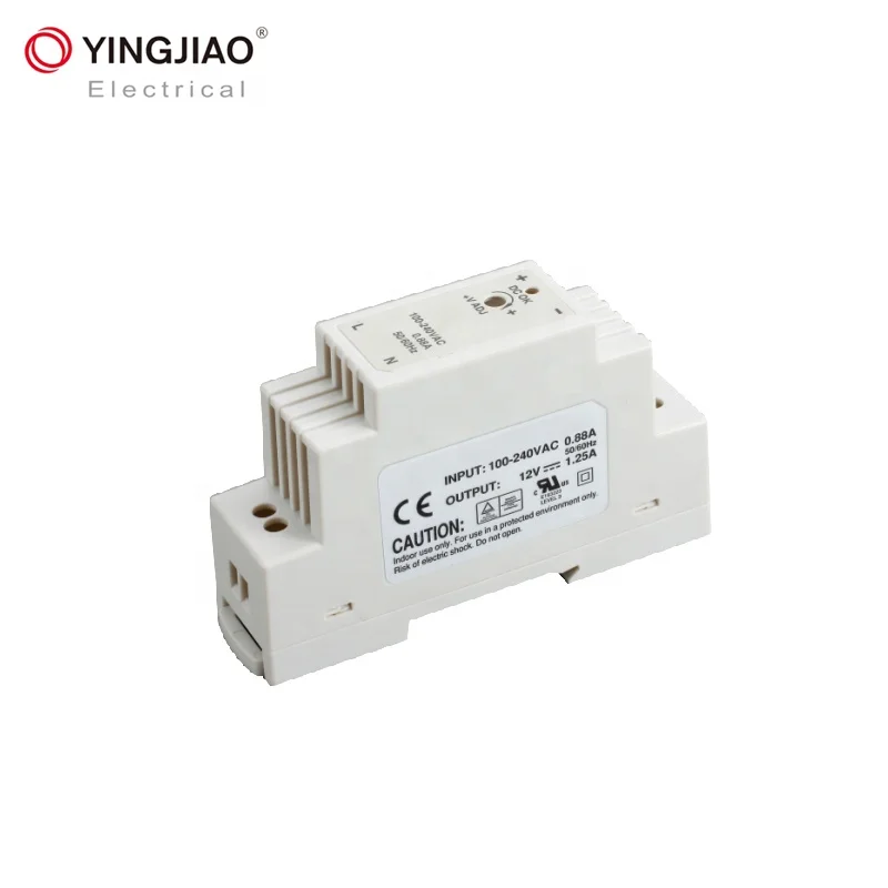 China Factory 1SU DIN Rail Mount Industrial Slim Power Supply 12V DC 1.25 Amp For Access Control
