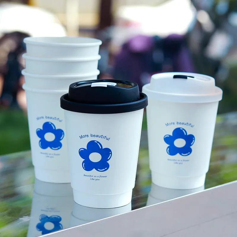 Customized cup 8oz 12oz 16oz 22oz biodegradable disposable paper coffee cups double wall paper cups for hot drinks