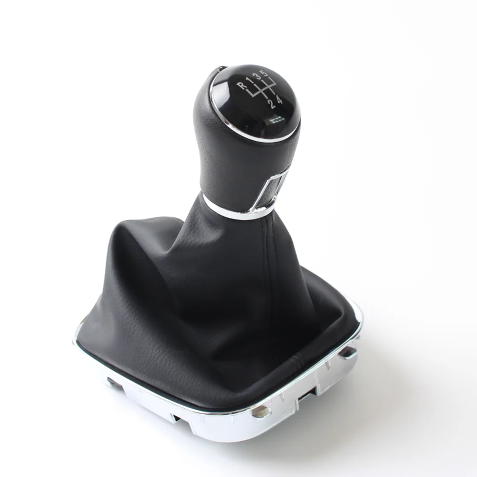 5 6 Speed chrome Leather Car Gear Shift Konb Gaiter Shifter Knob for VW POLO 2011 2017 Car Styling Accessories