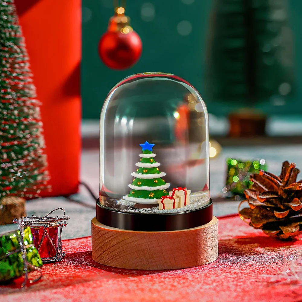 Custom 83 mm Plastic Acrylic Christmas Tree Water Globe Snow Ball Factory OEM Sequin Ornament Souvenir