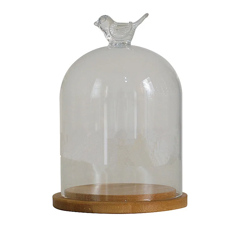 Оптовая продажа, прозрачная стеклянная банка для колокольчиков, прозрачная стеклянная банка для колокольчиков с деревянной основой, прозрачные банки для колокольчиков, стеклянный купол