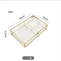 Special Offer Home Decoration metal glass Serving Trays with lid Melamin luxury Gold Perfume vanity Tray