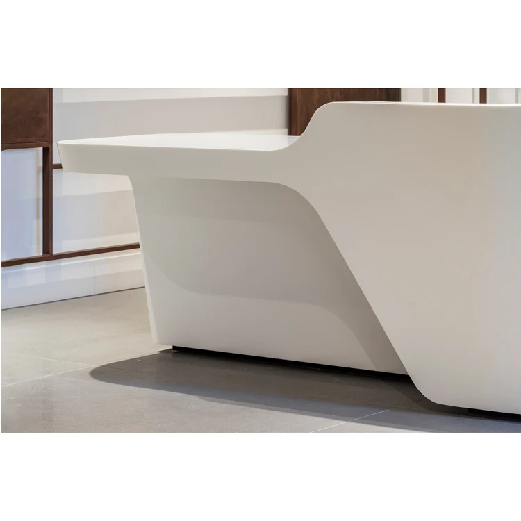 Solid Surface Gym Office Back Wall Design Curved Modern Reception Desk
