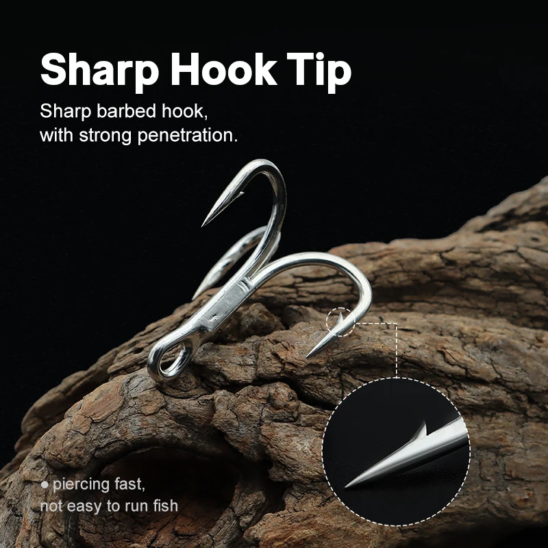 HOWELL High Carbon Steel Round Bend Fishing Tackle Light Tin Corrosion Resistant Saltwater Treble Hook Fish