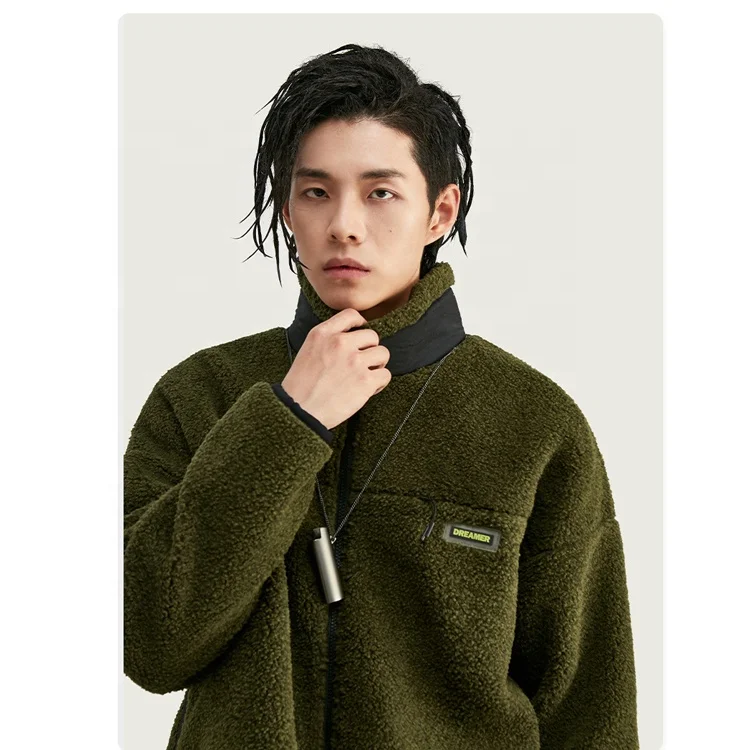 Heavy weight thermal mock neck women winter resin zipped jackets 2021 men custom sherpa jacket with pocket