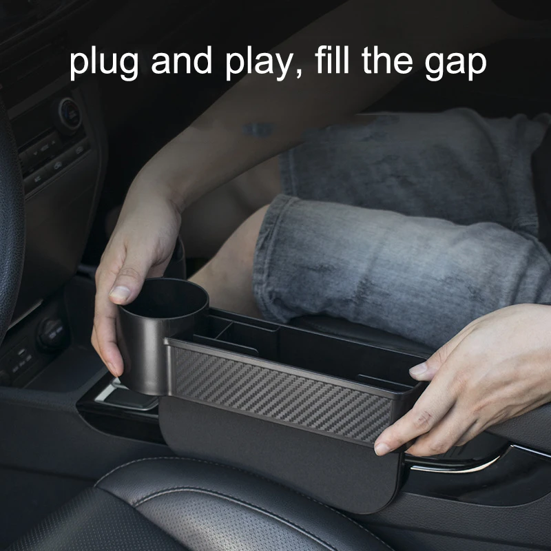 Multifunction adjustable car vehicle seat side gap filler organizer storage box