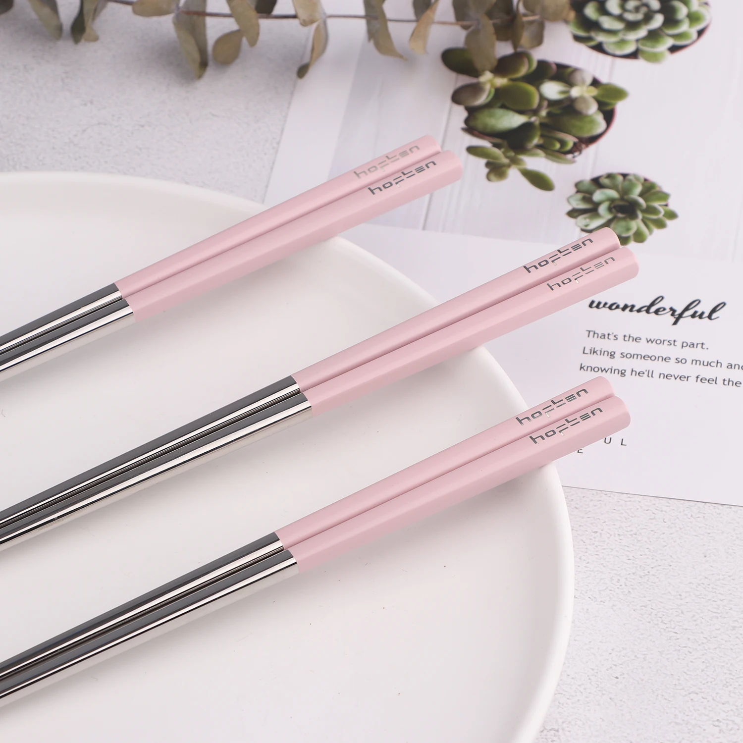 China Wholesale 430 Reusable Multicolor Korean Stainless Steel Metal Chopsticks
