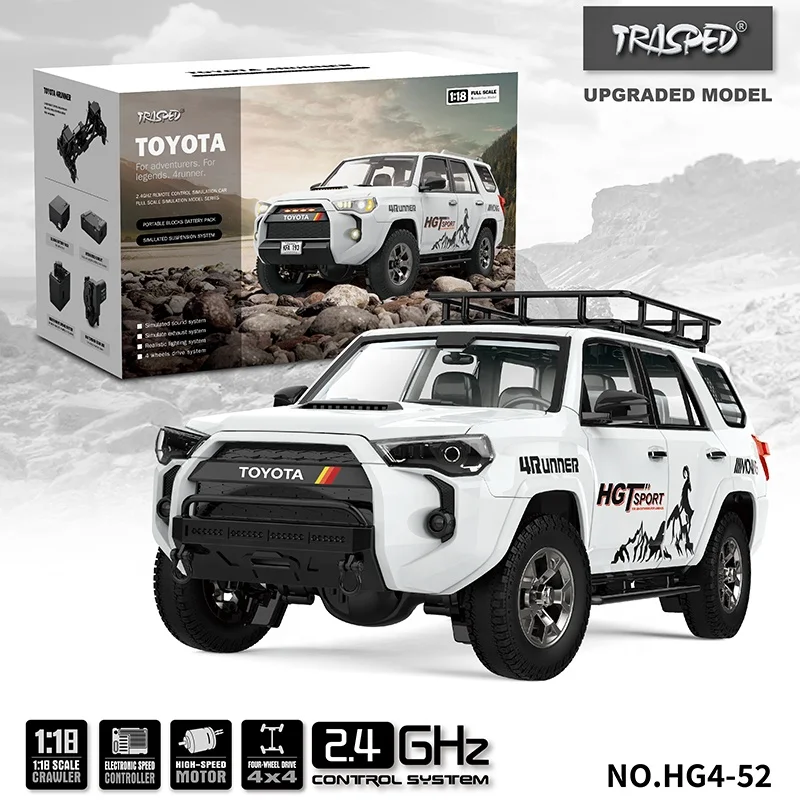 Licensed Fully Equipped TRASPED 1/18 Toyoto 4RUNNER RC Trail Truck with Smoke Generator Sound Lights