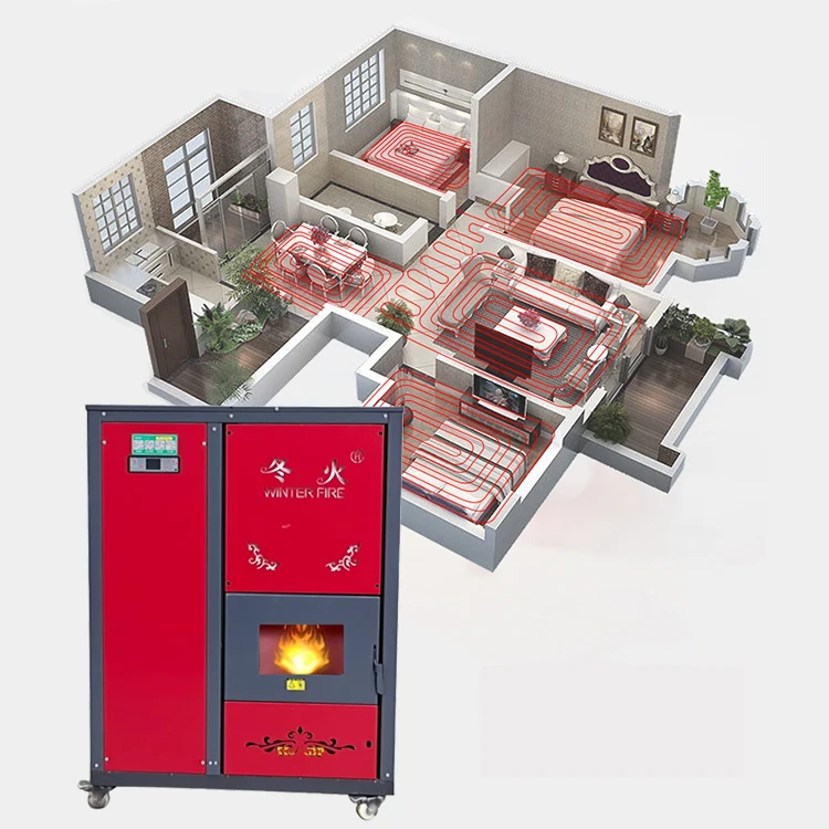 51KW Eco-friendly Steel Fireplace Stove Wood-burning Fire Heaters Wood Pellet with Water