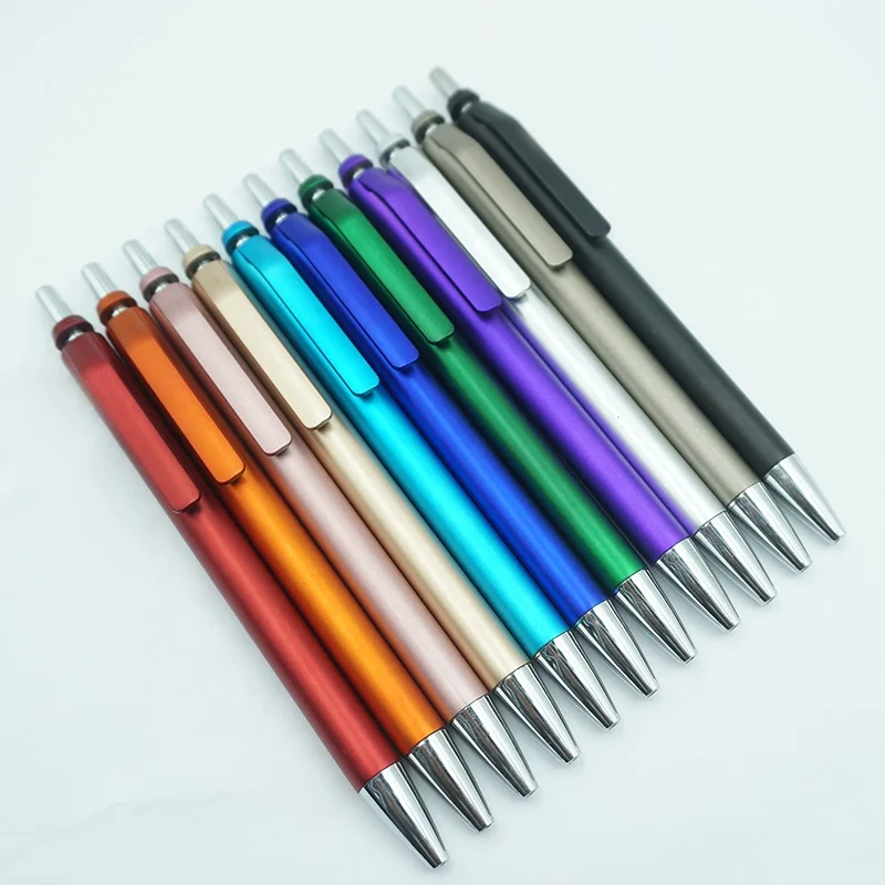 Thin Body Metallic Colored Painted Barrel Chromed Plunger And Tip Slimline Ball Point Pen Kits