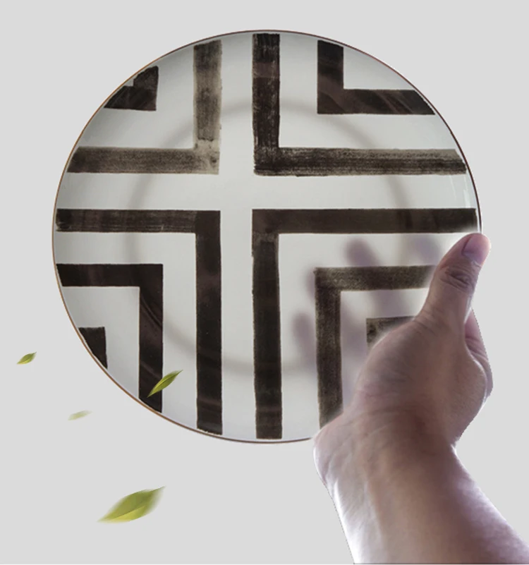 Ceramic Geometry Round Plate Ceramic Dinner Tableware Plate Dish Porcelain Dessert Dinnerware Cake Plate 6 8 10 Inch Christmas