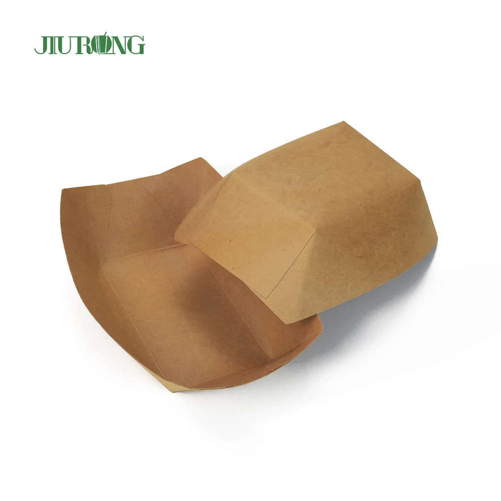 Sustainable Eco Friendly Disposable Snack Kraft Food Paper Tray Food  Packaging Container