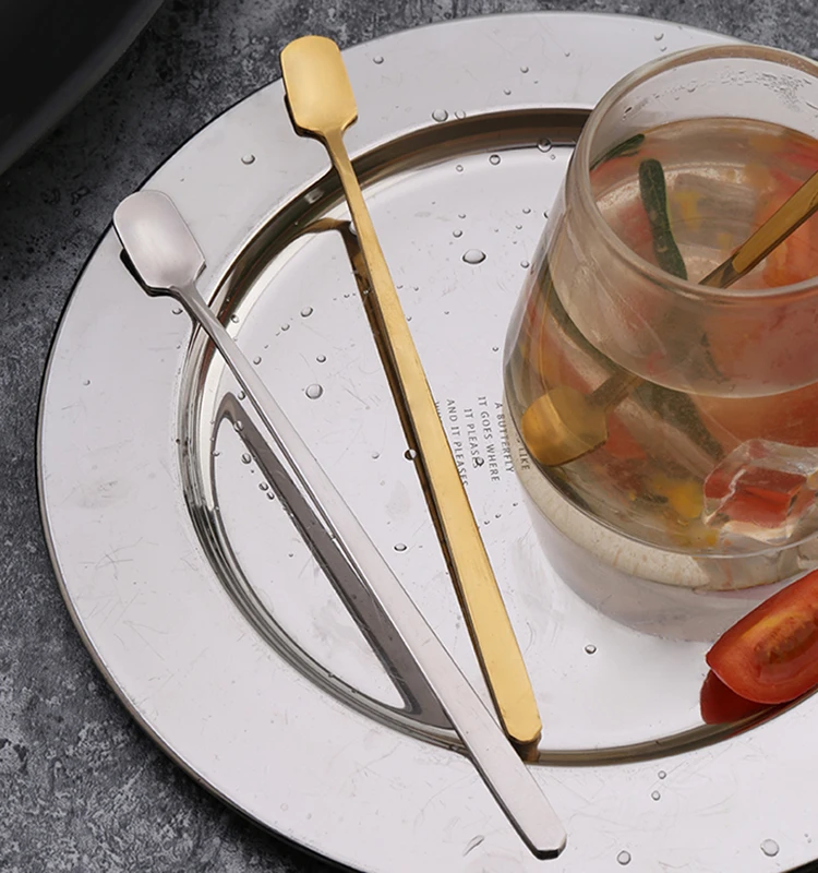 
Golden Tall drinking mixing spoon long handle spoon 