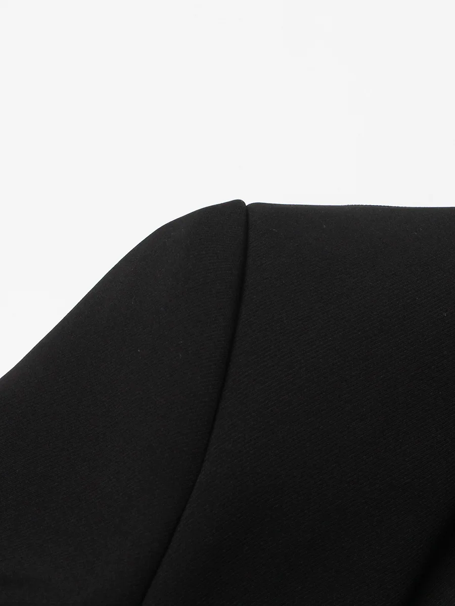A7927 Fashion Women Causal Women Clothes  Black Turn-down Collar Pure Solid Women Coat Dress