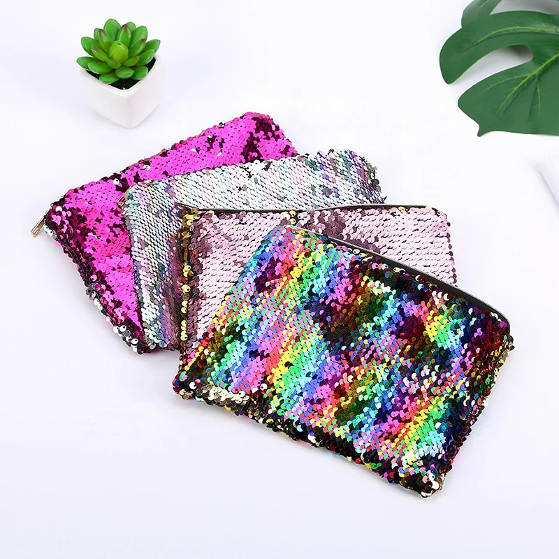 
Wholesale Fashion Bling Sparkly Flip Reversible Sequin Makeup Cosmetic Pouch 