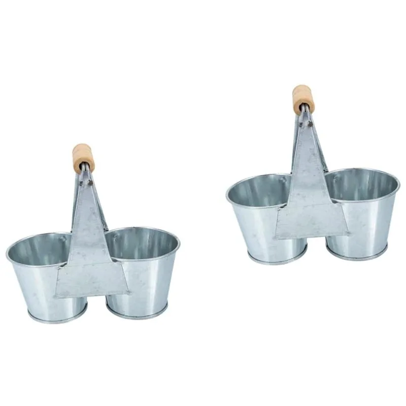 Metal Galvanized Double Flower Bucket Indoor Pot Plant Pots Indoor Planter Pot