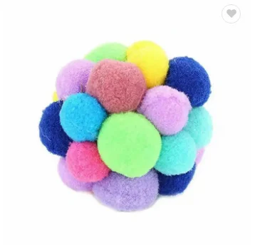Dropship Pet Cat Ball Pet Cat Supplies Toy Colorful Handmade Bells Bouncy Balls Catnip Interactive Toy