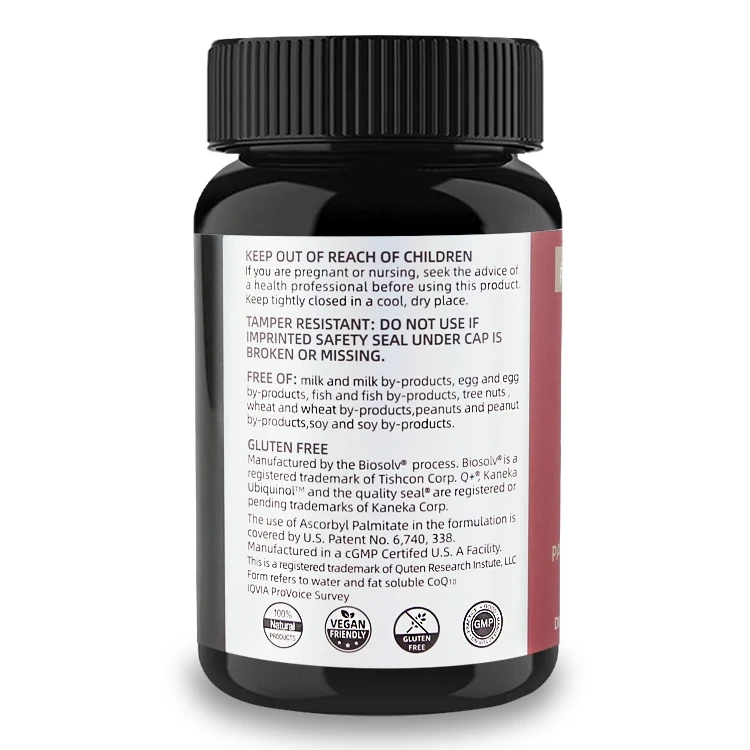 60 капсул MEGA CoQ10 ubiquinol запатентованный водорастворимый и жирорастворимый превосходное поглощение пищевой добавки Q10 softgel