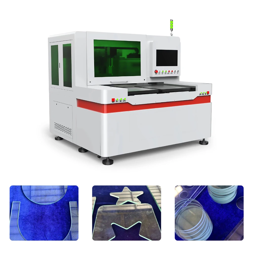 High accuracy glass cutting machine fiber laser cutting machine 600*700mm 10-100w for large area with chiller water cooled