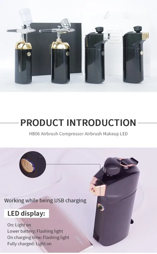 HB06 mini air brush make up airbrush compressor branded makeup kit