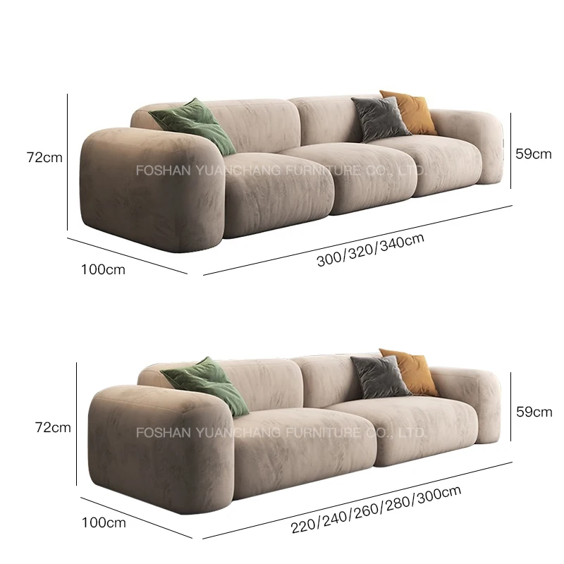 Sofa Matte Velvet Cat Scratch Fabric New Italian Straight Modular Italian Sofa Couch Set Villa Apartment School-Modular