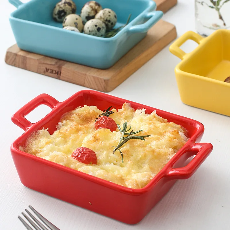 Nordic cutlery ceramic amphorae square creative baking dish cheese home microwave oven baking dish