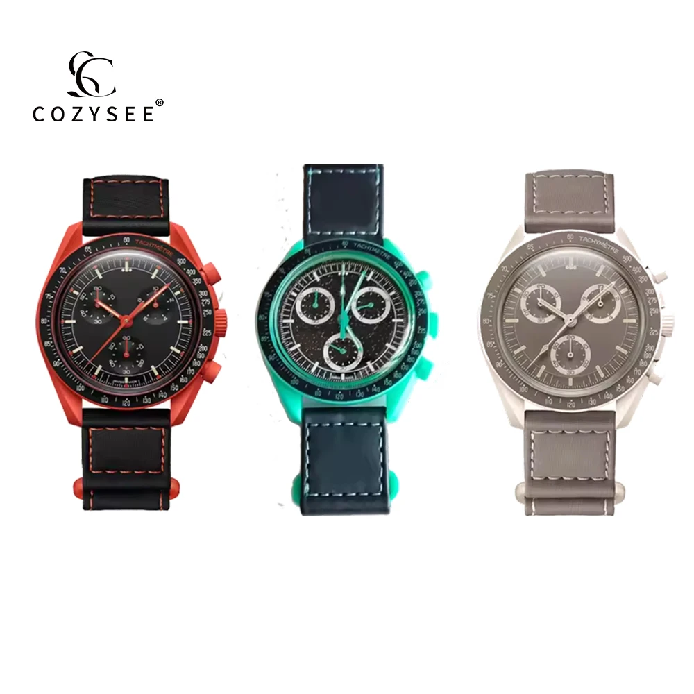 Top quality 1and1 Bioceramic moonswatch New Arrivals Color polar desert Chronograph luxury brand quartz watches for omegaswatchs