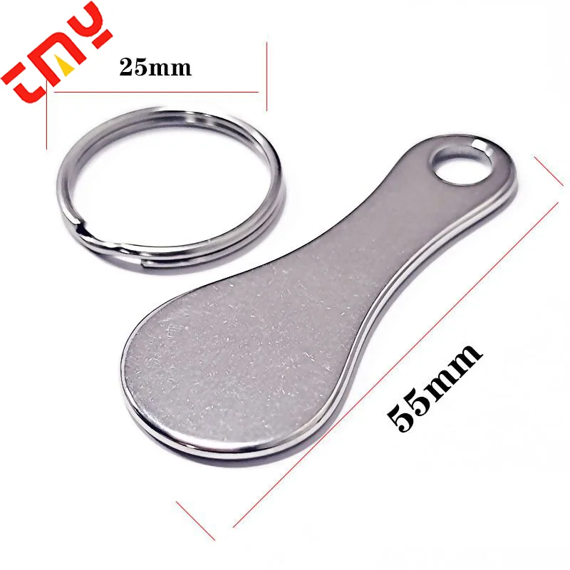 Custom 23MM Blank Black Sliver Token Keychain Coin Stainless Steel Shopping Cart Tokens For Laser Engraving