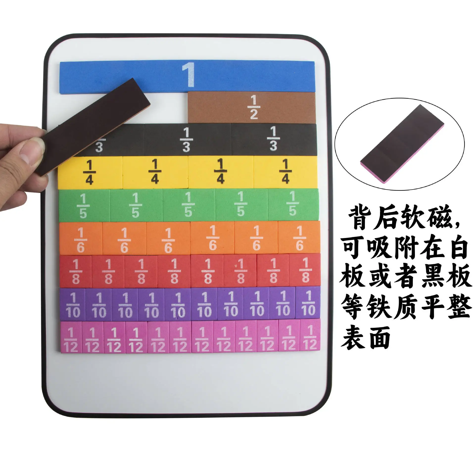 MB3  Magnetic Fraction Tile Montessori Math Materials for Learn Fraction Equivalence Math Manipulatives 4th Grade Fracti