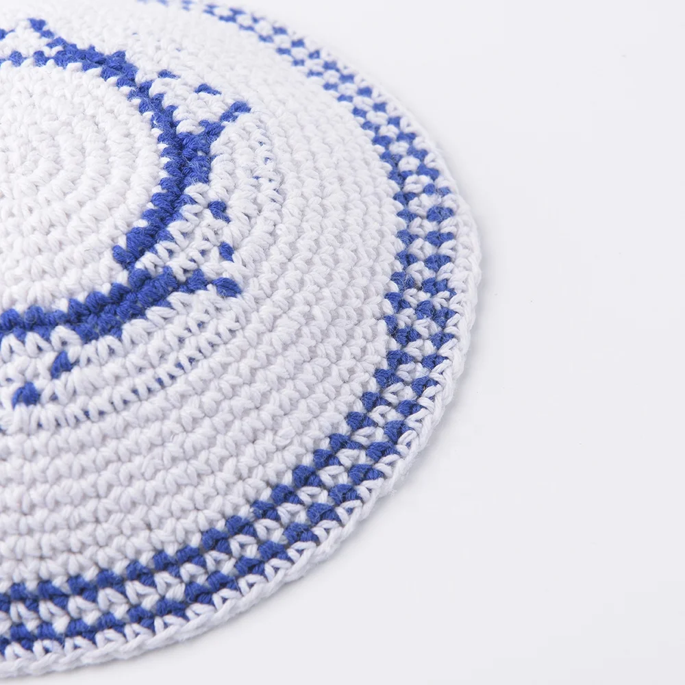  Заводской темно-синий Kippah. Вязаный крючком Kippah ручной работы 100% хлопок вязаный черный крючок Yarmulke