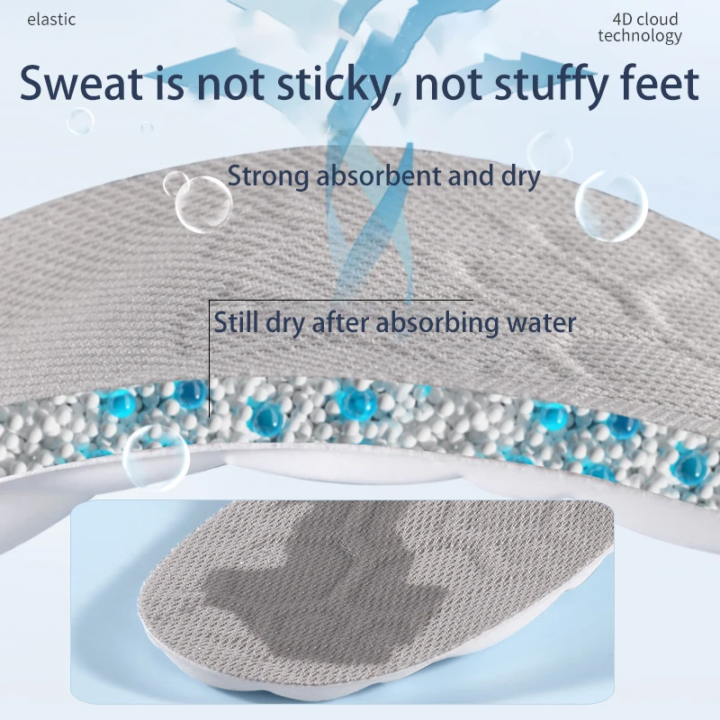 High elastic sweat shock absorbing insoles zoom air cushion breathable soft comfortable air vent anti slip anti sprain shoe pads