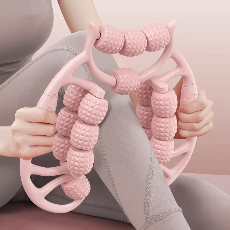 Deep Tissue Massage Roller Leg Slimming Artifact 18Rollers Massager Muscle Stretching Massage Circular Leg Clamp