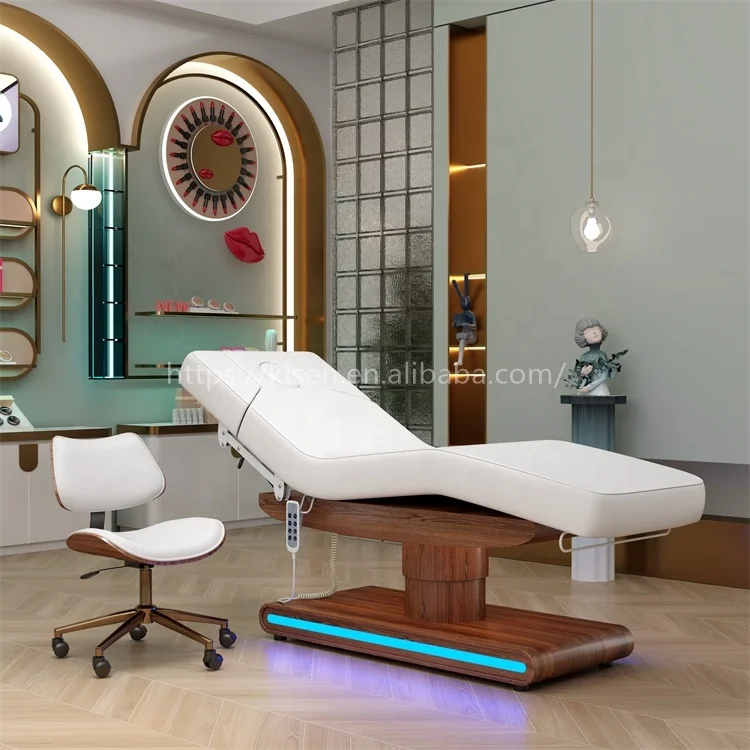 Siman electric beauty bed massage table facial bed white modern with 3 motors new style salon spa furniture equipment
