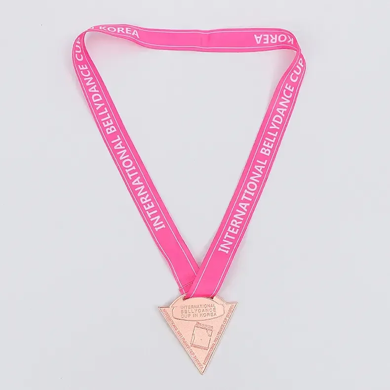 Oem Pink Coppery Dance Match Colorful Ribbon Customized Metal Alloy Medals For Dancer