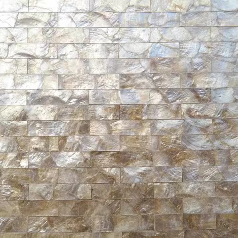 Gold Yellow Mother Of Pearl Sea Shell Mosaic Tile For Kitchen Backsplash