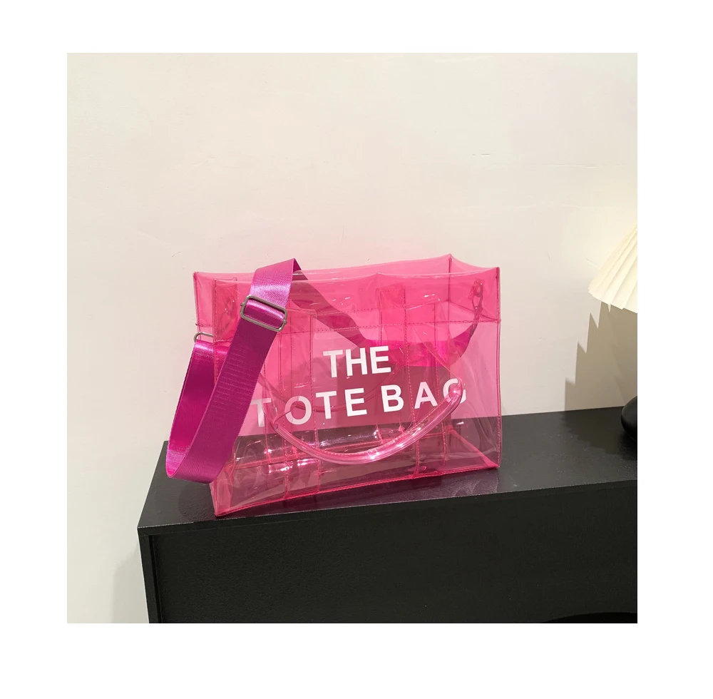 Customized Logo Transparent Handbag Fashion Luxury Transparent PVC Shopping Bag Ladies Shoulder Bag