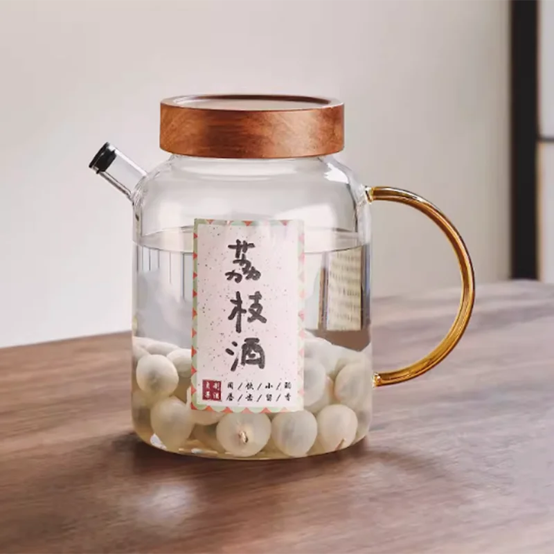 High borosilicate glass with mouth green plum wine bottle wide mouth sealed jar litchi wine bottle from the wine can