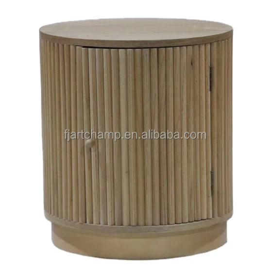 wood fluted brown veneer modern luxury round wooden center coffee tables