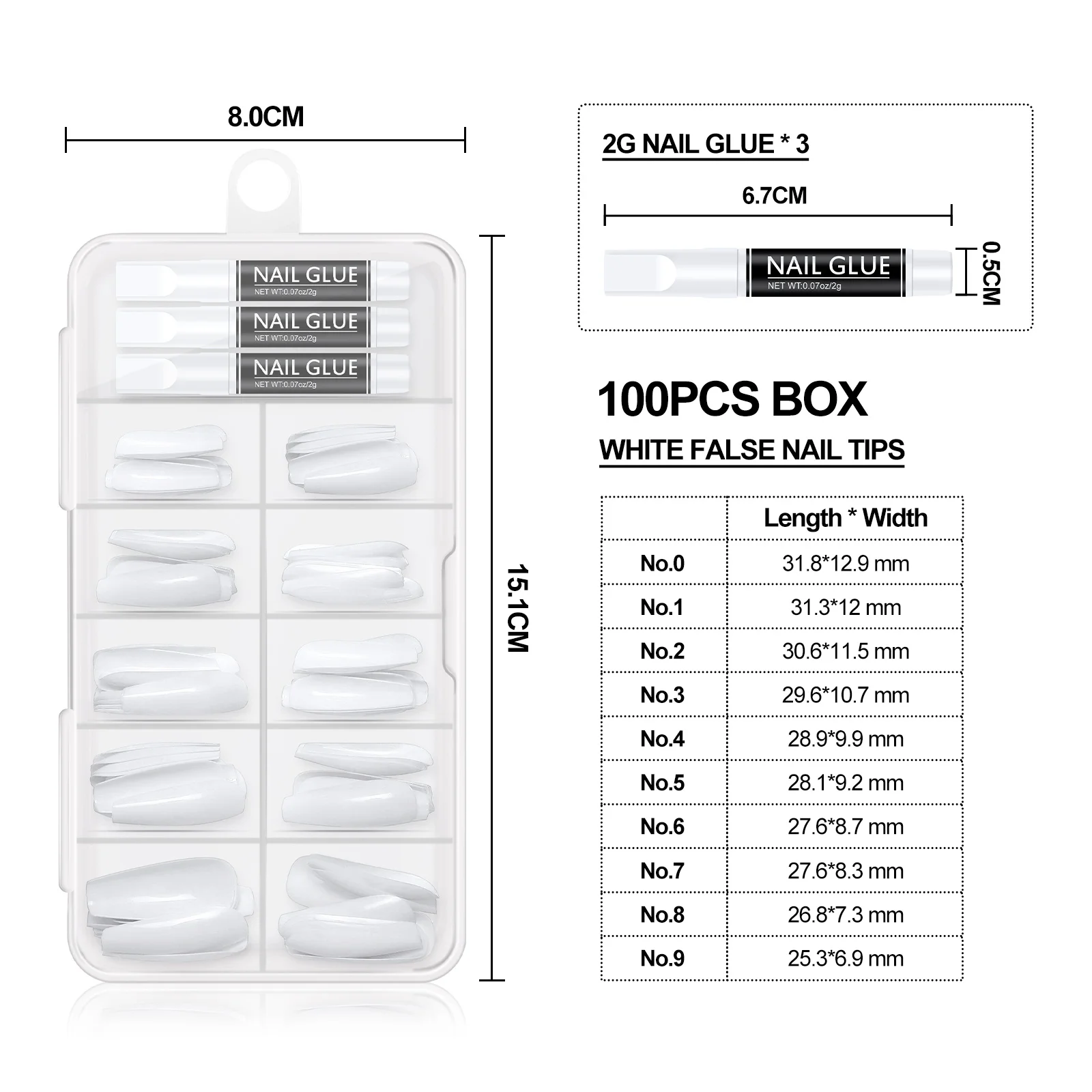 100pcs Box Nail Tips Full Cover French Customized Art Picture Style Finger with Nail Glue Color Design Material Origin Type OEM