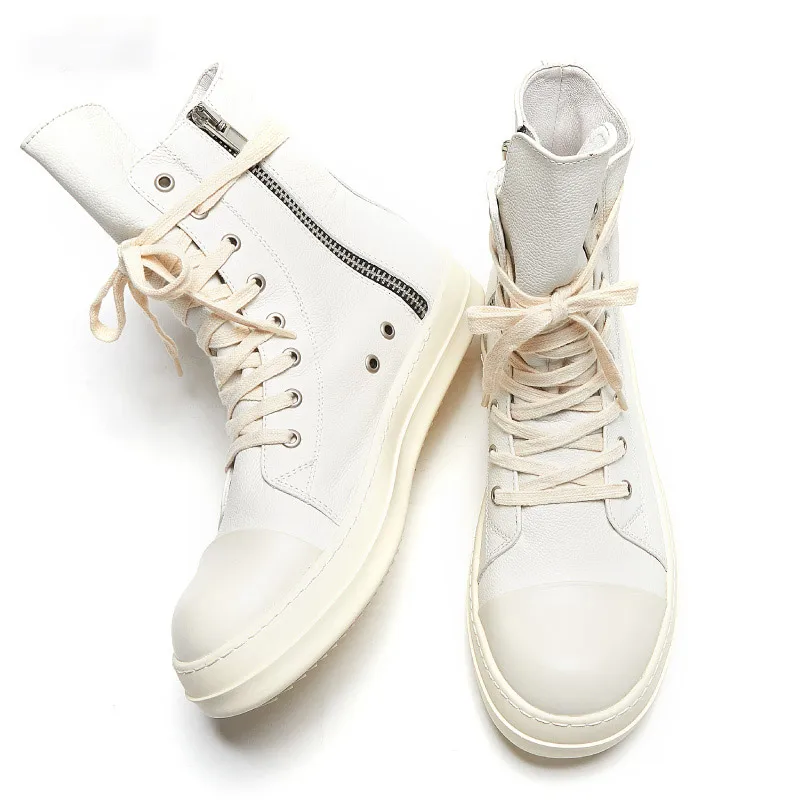 2024 New Arrival Men Fashion Leather Boots Casual Ro Boots Street Style High Shoes Winter Shoes GENUINE Leather Rubber 2 Pair