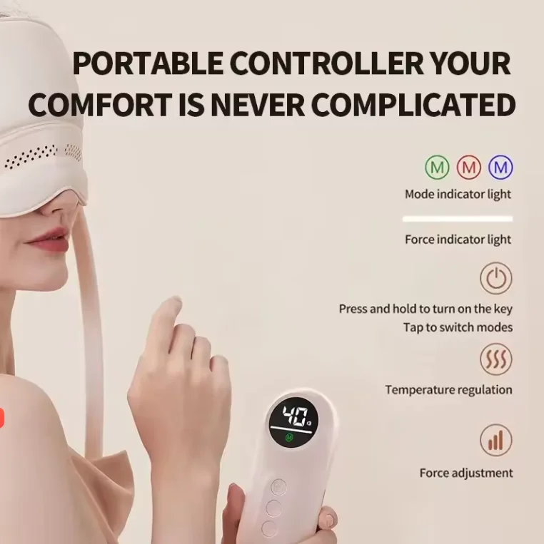 KV Factory Head And Eye Intagrated Massager Head Massage  Electric Heat Air Pressure Vibrating Sleeping aid Head Eye Massager
