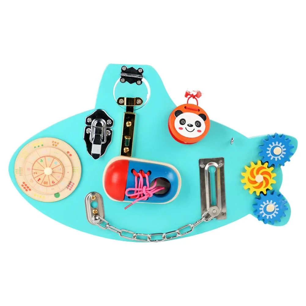 Kids Unlocking Cartoon Shape Toys Lock Busyboard kids play toys sensory wooden activity busy board