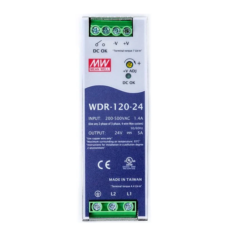 Meanwell источник питания постоянного тока Регулируемый WDR-120-24 блок 24v 5a AC