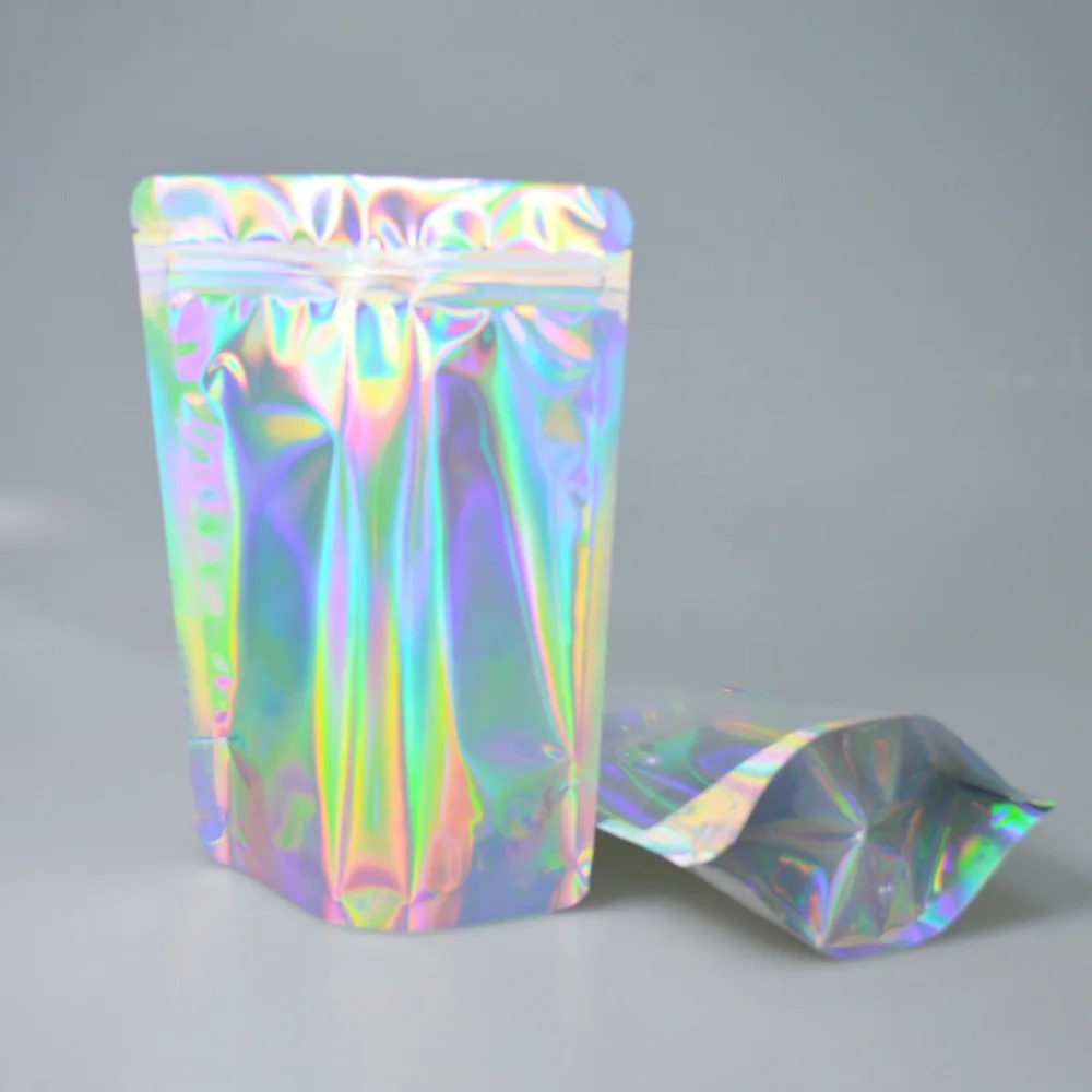  Пользовательских матовое золото resealable стоьте вверх ziplock голографическая майларовая упаковка с застежкой из алюминиевой фольги для упаковки пищевых продуктов на