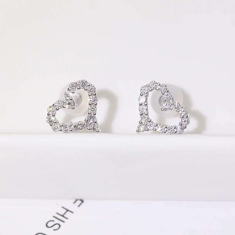 FFT 2020 popular platinum fine jewelry gifts heart shaped diamond earrings