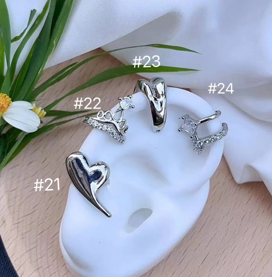 charmzeal 0.9$ each pair Wholesale silver plated mini earrings cuff ear earring piercing simple earring jewelry design for lady